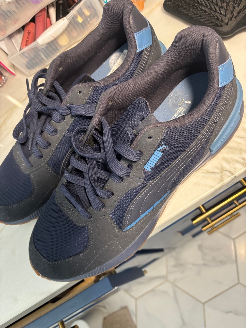 Puma Men's Navy and Light Blue Low-Top Sneakers